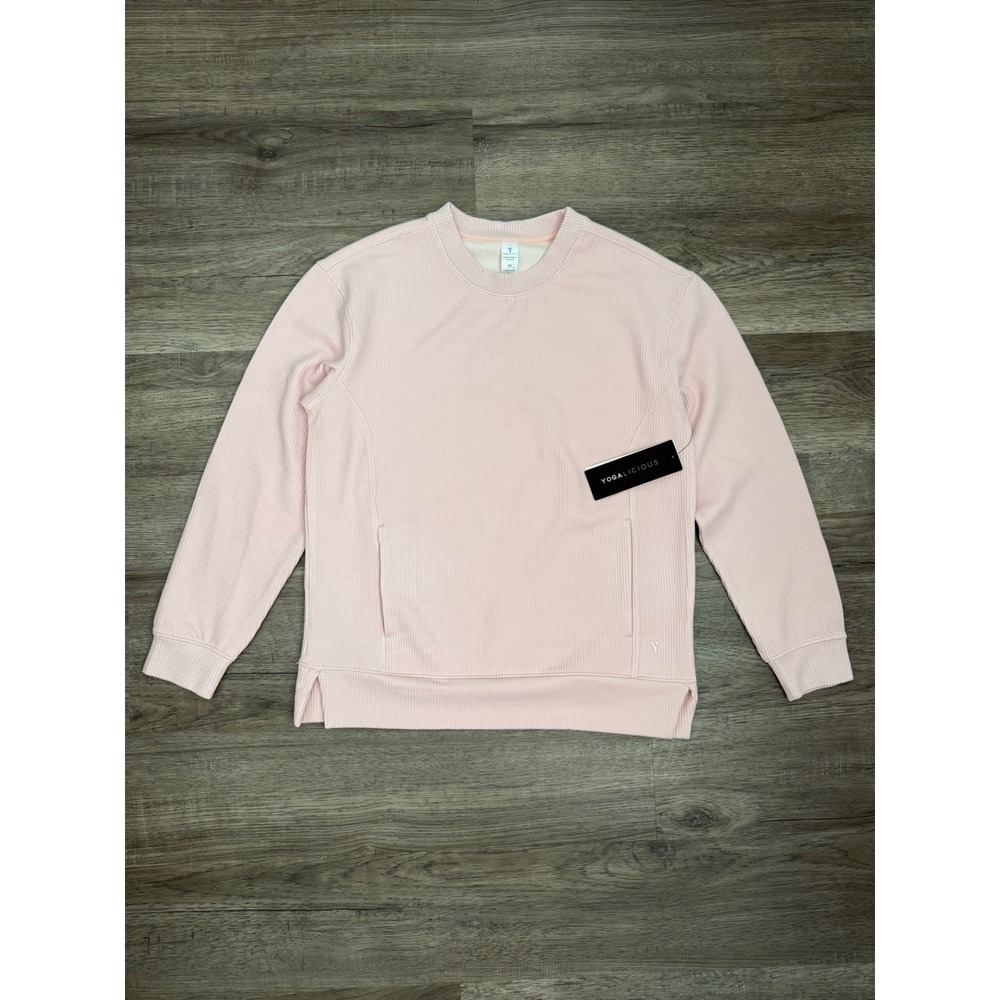 Yogalicious Scuba Rib Amaya Pullover Pink Porcelain Petal Sweatshirt XS‎ NEW